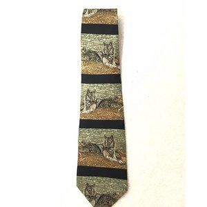 Mens Tie Necktie  Bonnie Marris Endangered Species Wolves Wolf 1999. 60”